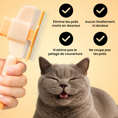 Brosse autonettoyante pour chat – Élimine les poils morts sans douleur