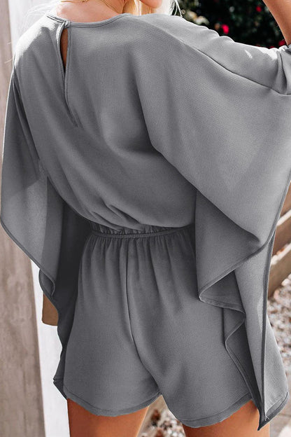 Combinaison décontractée unie à col en V pour femmes - Aurelles