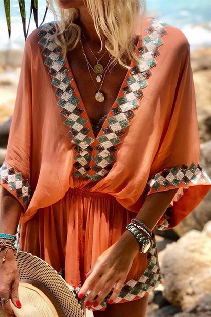 Combinaison ample à col en V confortable pour femmes - Aurelles