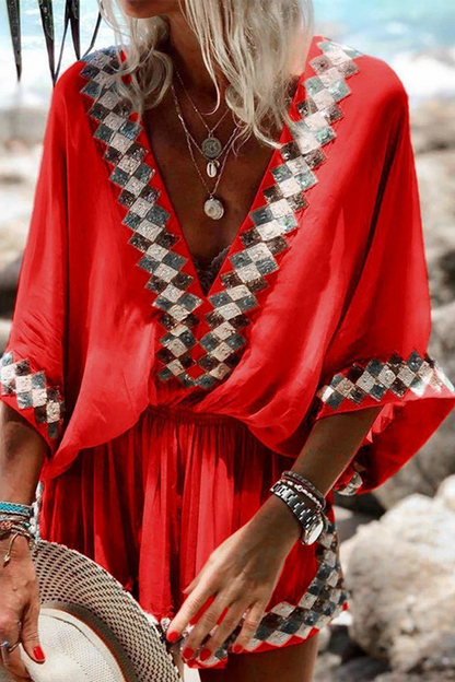 Combinaison ample à col en V confortable pour femmes - Aurelles