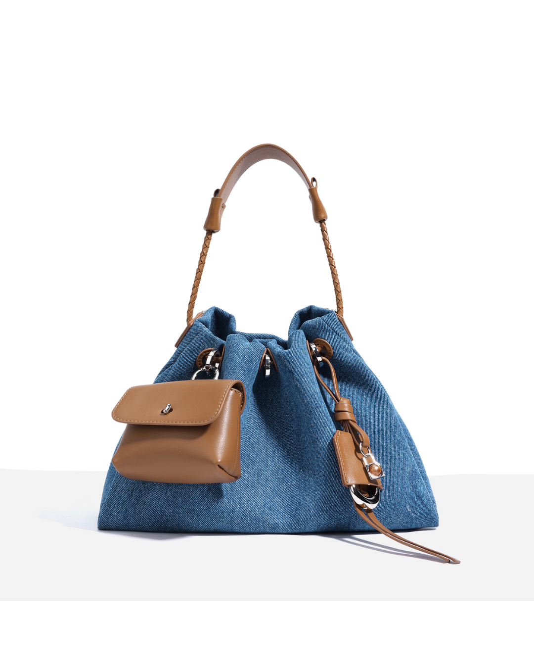 Sac à Bandoulière Denim Froncé pour Femmes