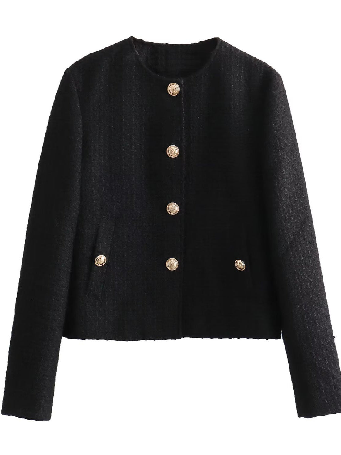 Veste Courte Texturée à Col Rond Pour Femmes - Aurelles