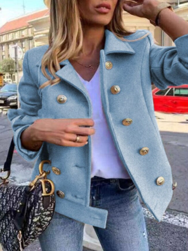 Veste de designer courte avec boutons dorés pour femmes - Aurelles