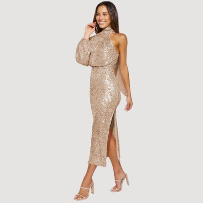 Robe à Sequin Asymétrique à Une Épaule pour Femmes Glamour - Aurelles