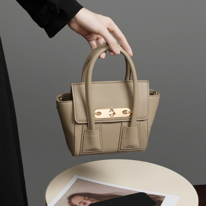 Sac à Main Élégant Touché Doré en Cuir pour Femmes