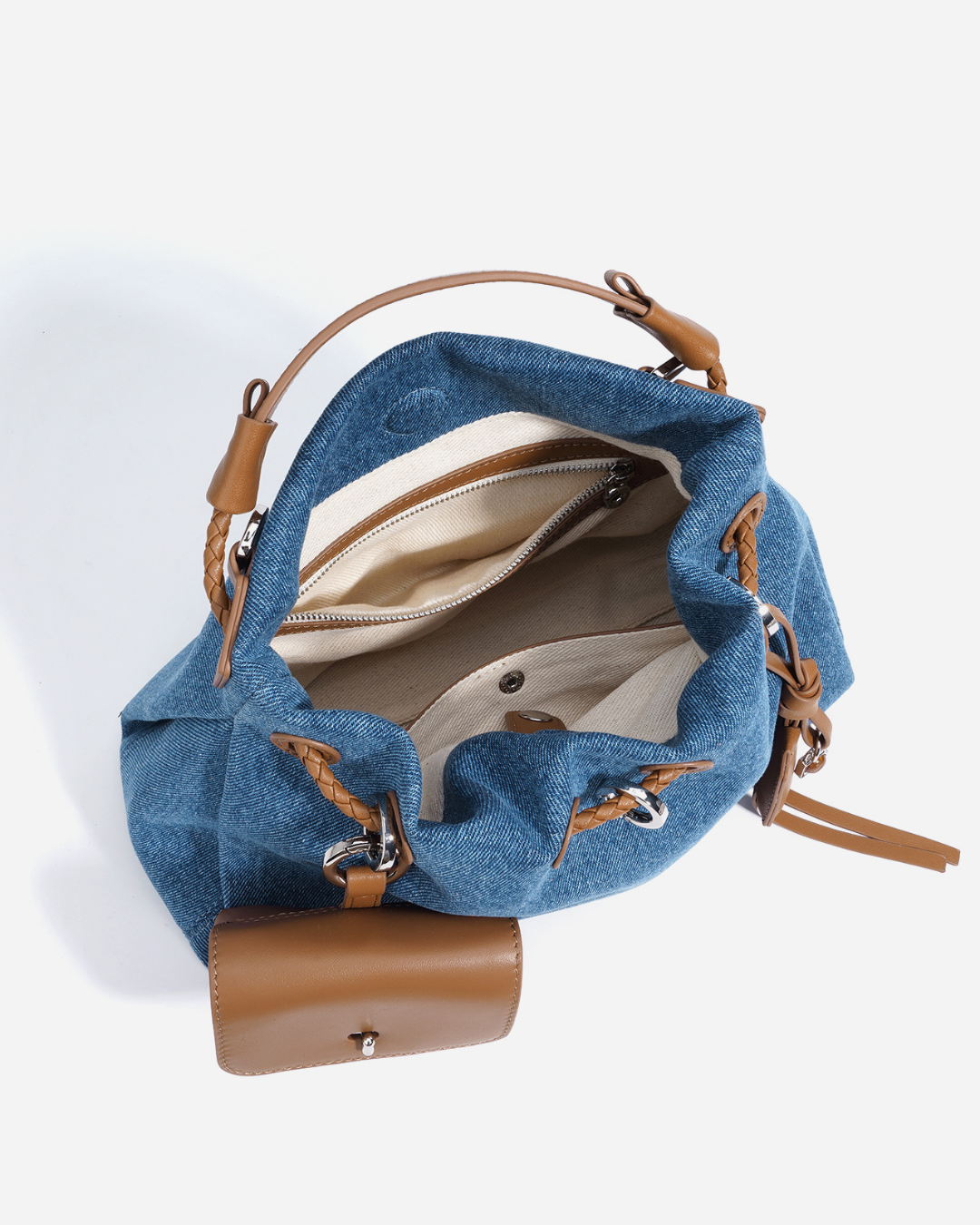 Sac à Bandoulière Denim Froncé pour Femmes