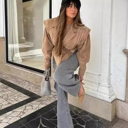 Veste en Suédine à Lacets – Coupe Ajustable - Aurelles