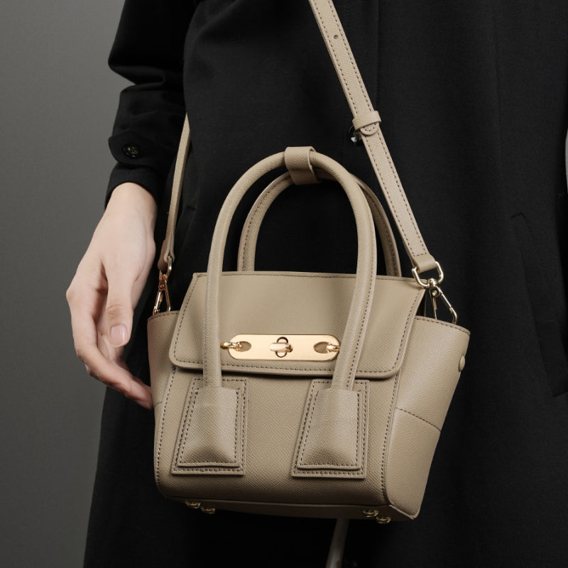 Sac à Main Élégant Touché Doré en Cuir pour Femmes