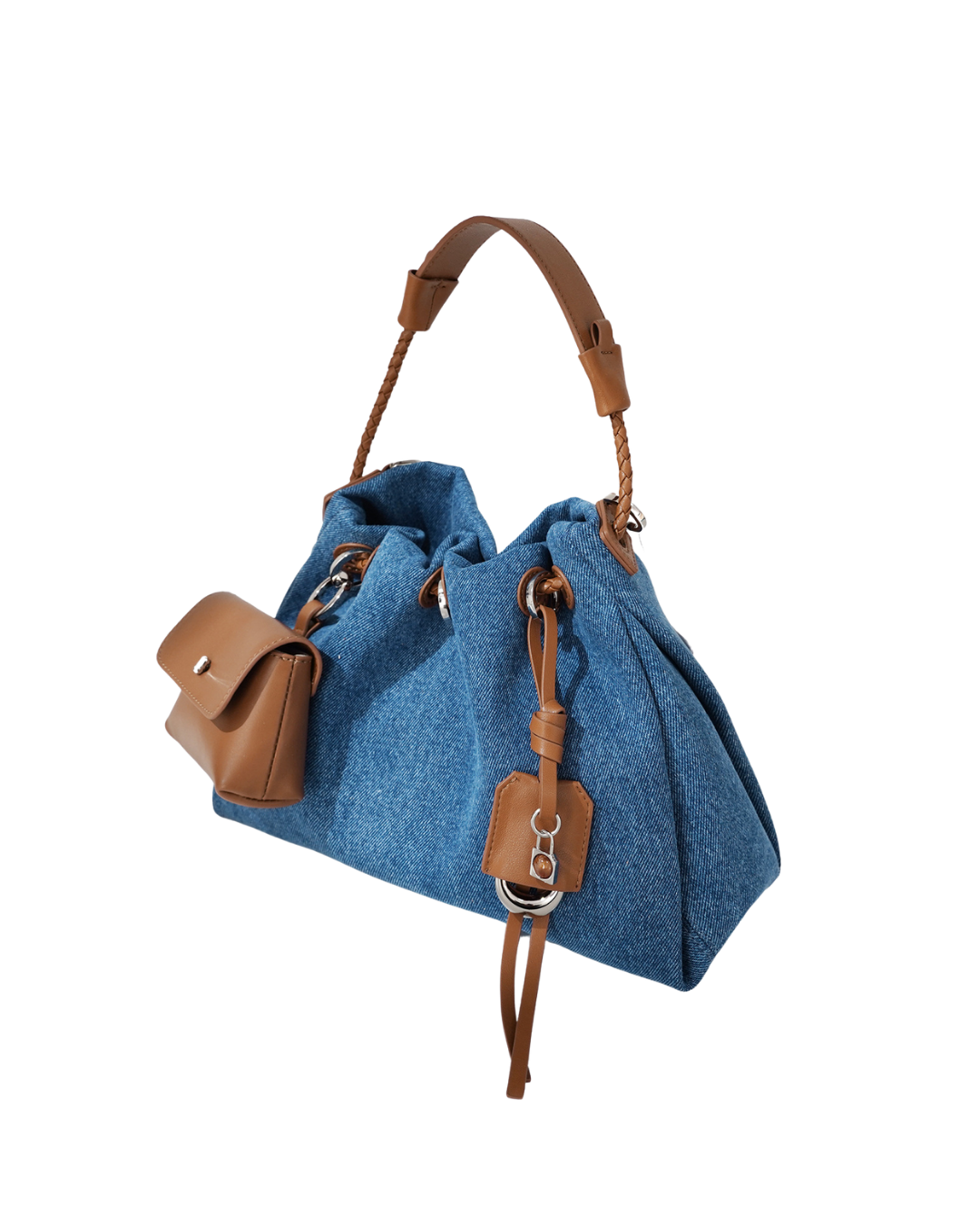 Sac à Bandoulière Denim Froncé pour Femmes