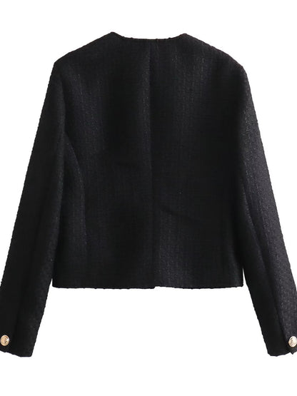 Veste Courte Texturée à Col Rond Pour Femmes - Aurelles