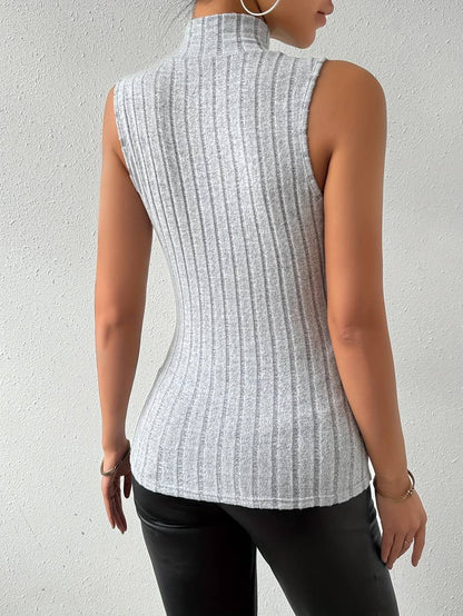 Haut sans manches côtelé avec col pour femmes - Aurelles