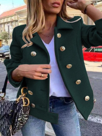 Veste de designer courte avec boutons dorés pour femmes - Aurelles