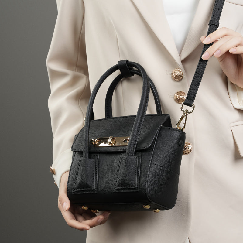 Sac à Main Élégant Touché Doré en Cuir pour Femmes