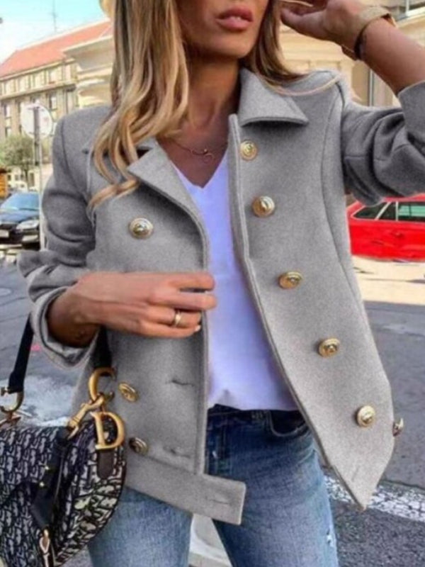 Veste de designer courte avec boutons dorés pour femmes - Aurelles