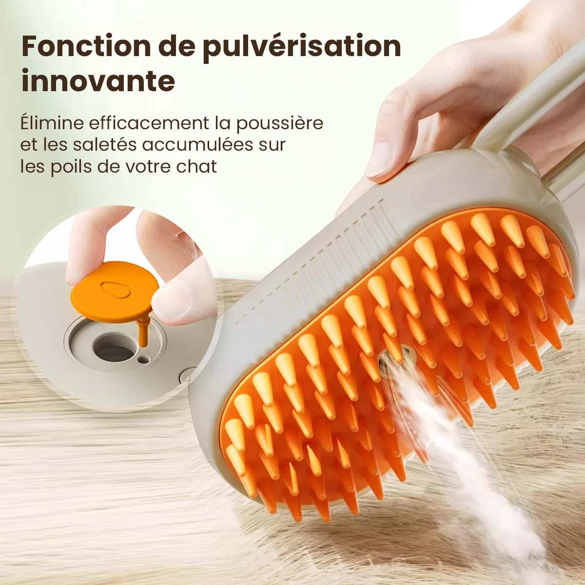 Brosse démêlante pour chien et chat avec spray – Anti-poils morts et soin hydratant