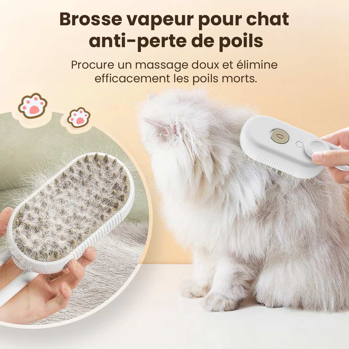 Brosse démêlante pour chien et chat avec spray – Anti-poils morts et soin hydratant