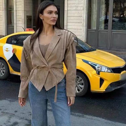 Veste en Suédine à Lacets – Coupe Ajustable - Aurelles