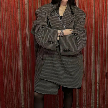 Veste Blazer Rayée Grise pour Femme - Aurelles