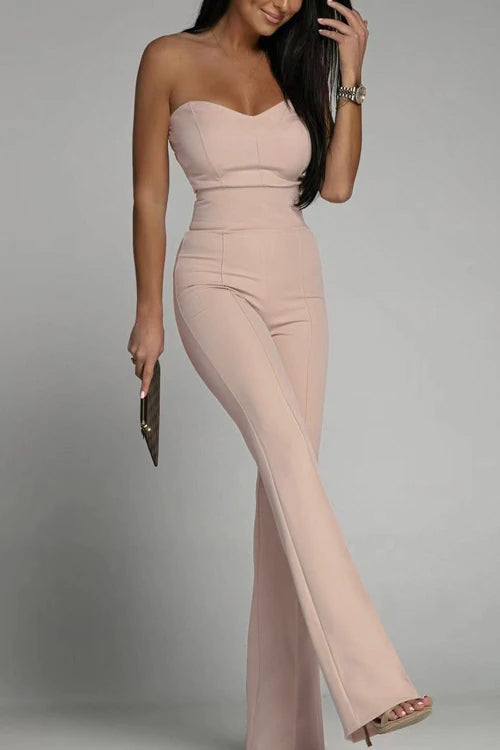 Combinaison Sans Manches pour Femmes - Corsage Ajusté - Pantalon Évasé Taille Haute - Tenue Formelle Élégante