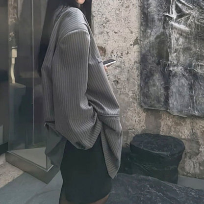 Veste Blazer Rayée Grise pour Femme - Aurelles