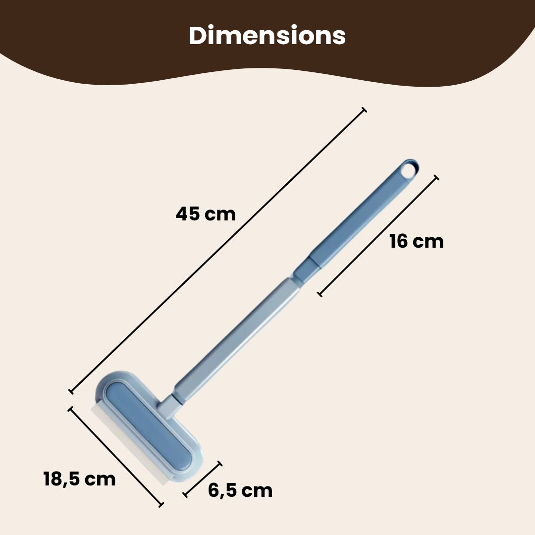 Brosse anti-poils pour animaux 3-en-1 avec manche long