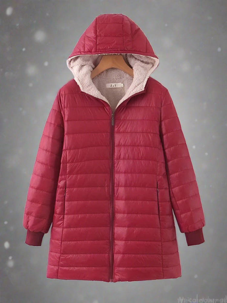 Manteau d'hiver matelassé long et chaud avec capuche pour femmes - Aurelles