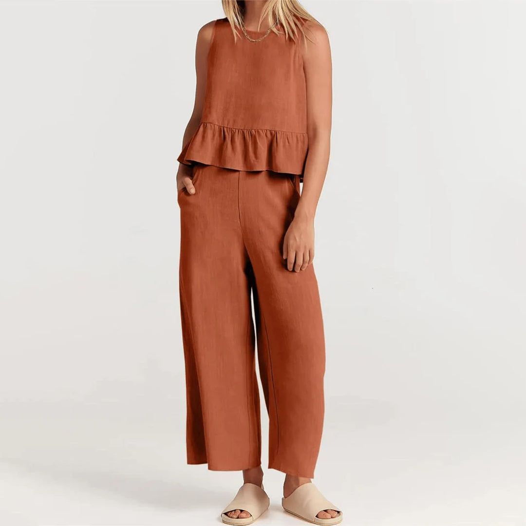 Combinaison Sans Manches Femme Légère et Chic Peplum - Aurelles