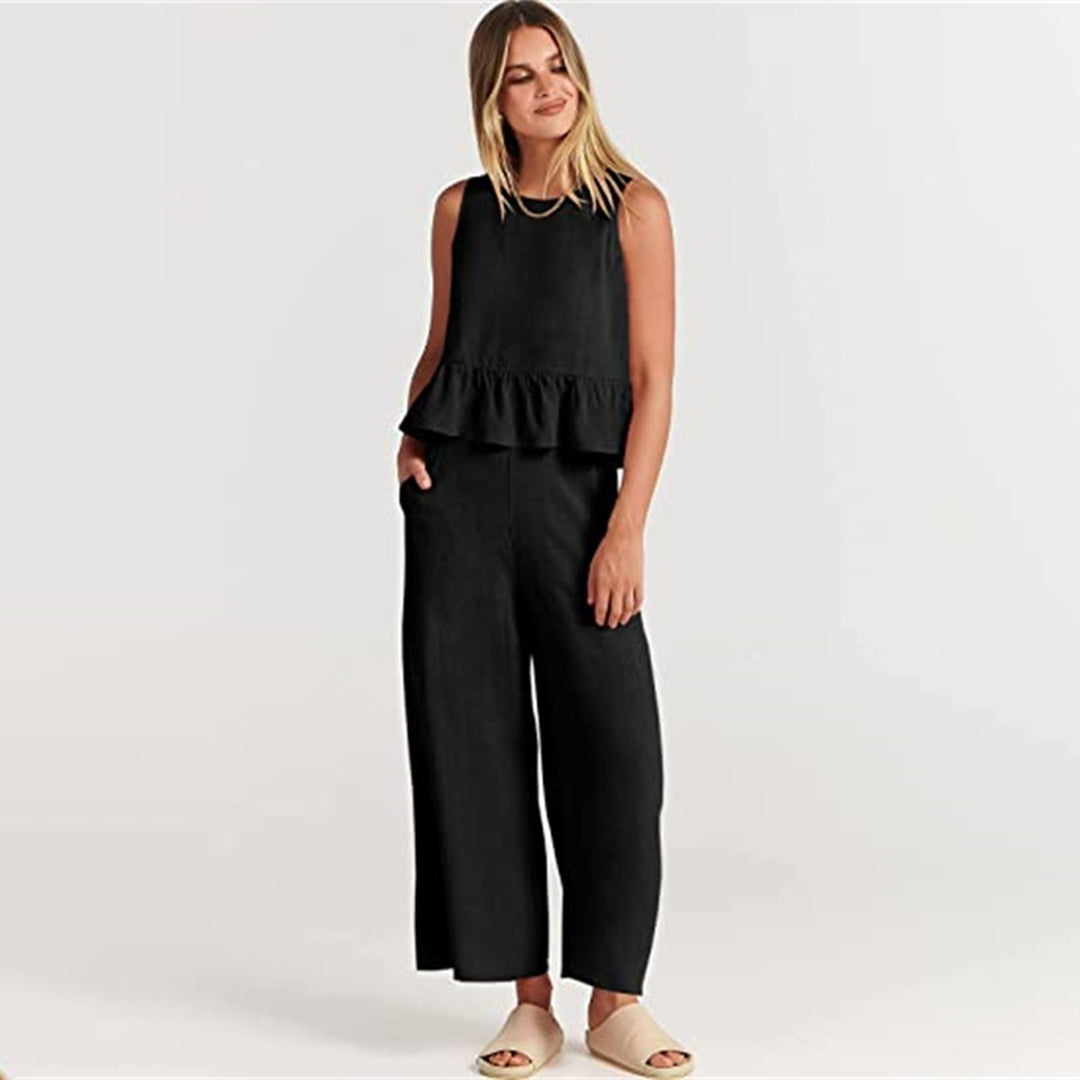 Combinaison Sans Manches Femme Légère et Chic Peplum - Aurelles