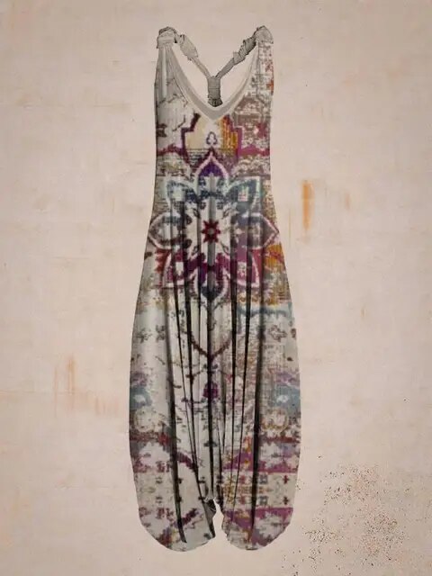 Combinaison Bohémienne Femme - Col Halter - Coupe Ample - Style Harem - Longueur Complète - Aurelles