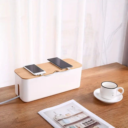 Terra – Boîte Organisatrice de Câbles en Bambou Cord Tidy