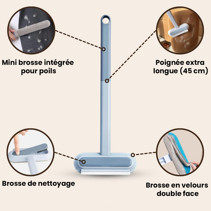 Brosse anti-poils pour animaux 3-en-1 avec manche long