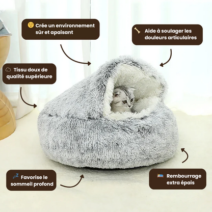 Lit coussin apaisant anti-stress pour chat et petit chien