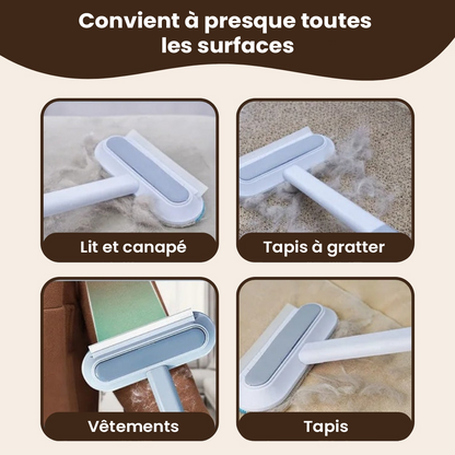 Brosse anti-poils pour animaux 3-en-1 avec manche long