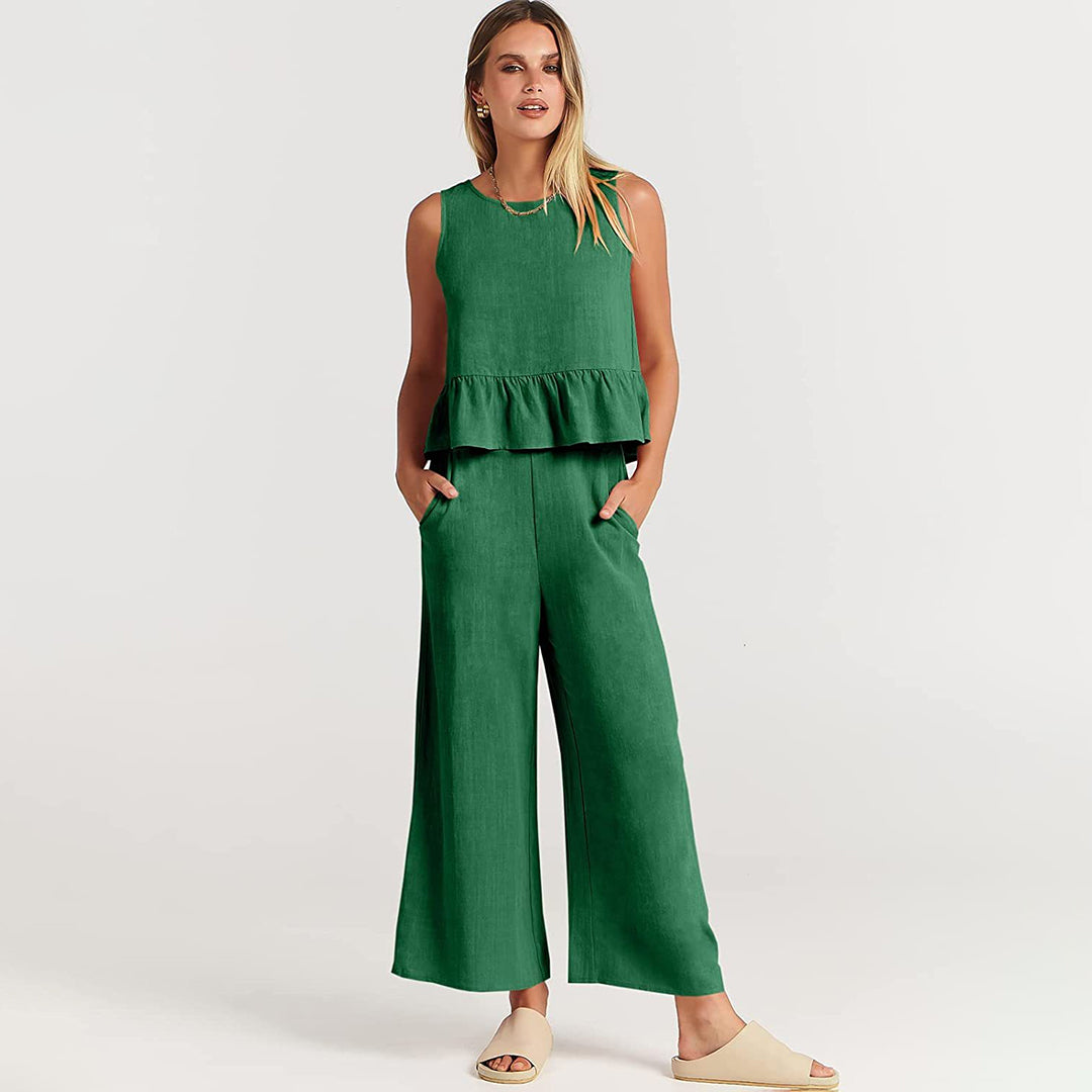 Combinaison Sans Manches Femme Légère et Chic Peplum - Aurelles