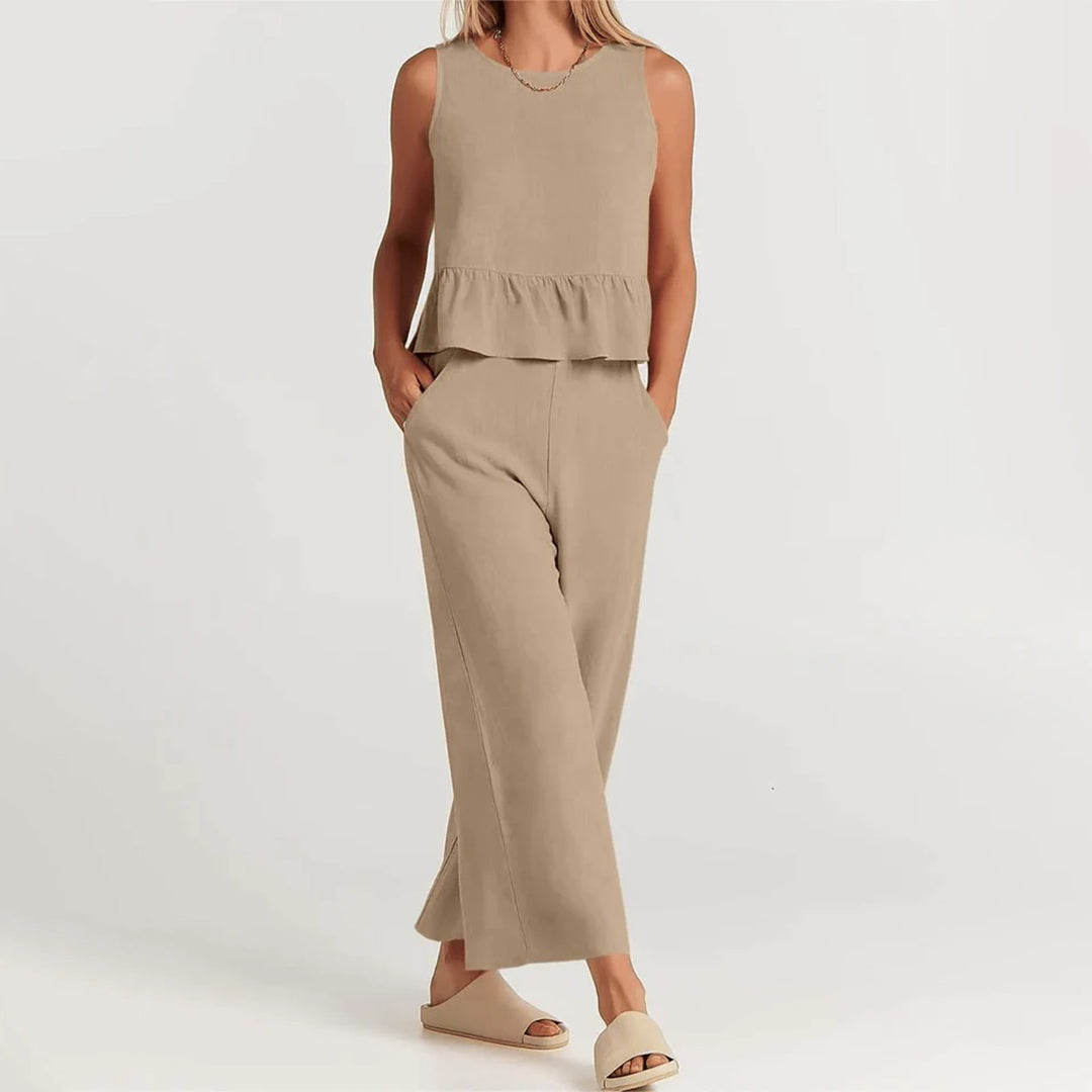 Combinaison Sans Manches Femme Légère et Chic Peplum - Aurelles
