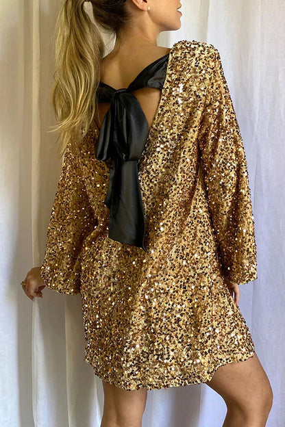 Robe à Paillettes Elsa en Tissu Polyester de Luxe Élégante - Aurelles