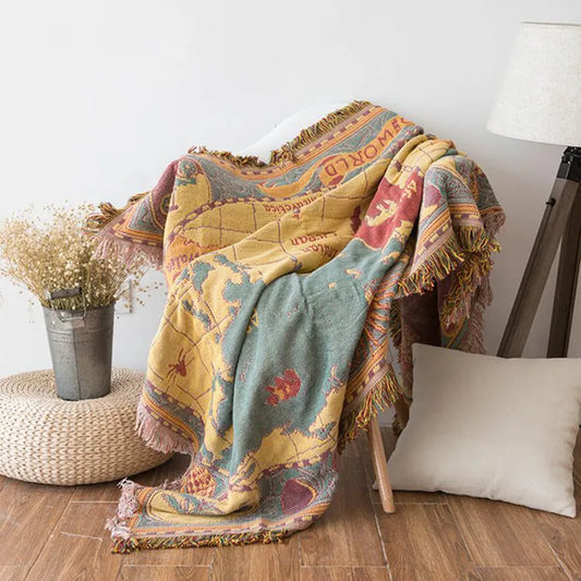 Terra – Soft and Decorative Vintage World Map Throw