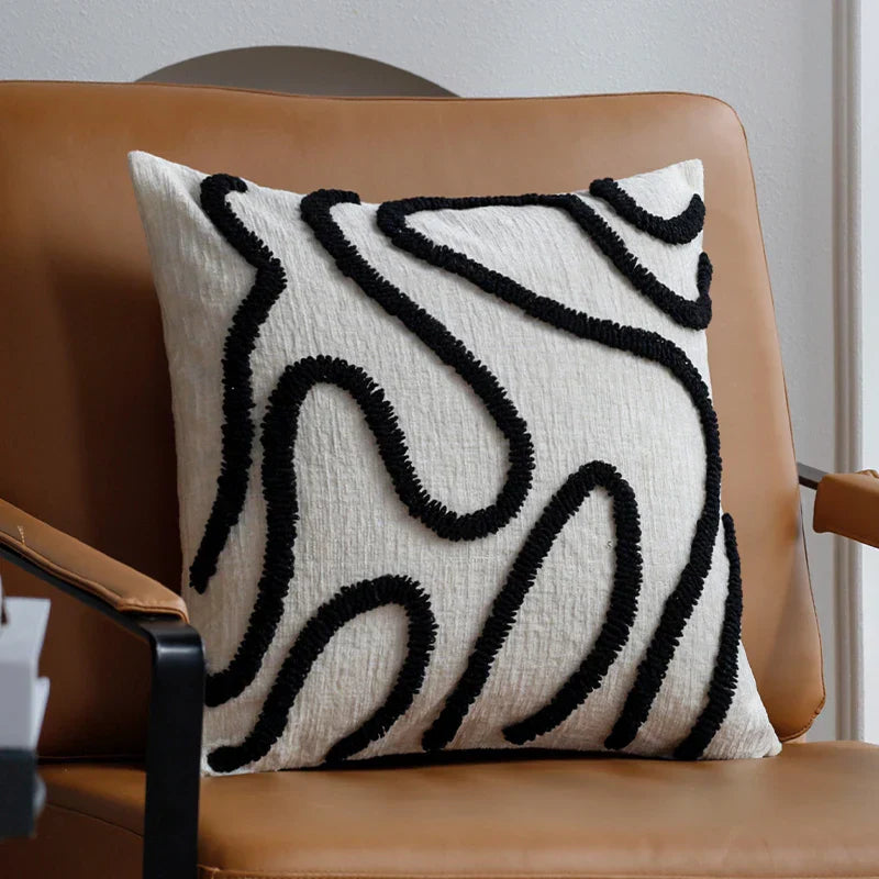 Velora – Coussin Chenille Texturé et Artistique