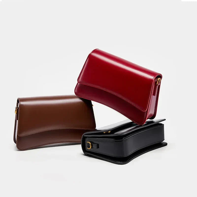 Sac à Bandoulière en Cuir Brillant pour Femmes