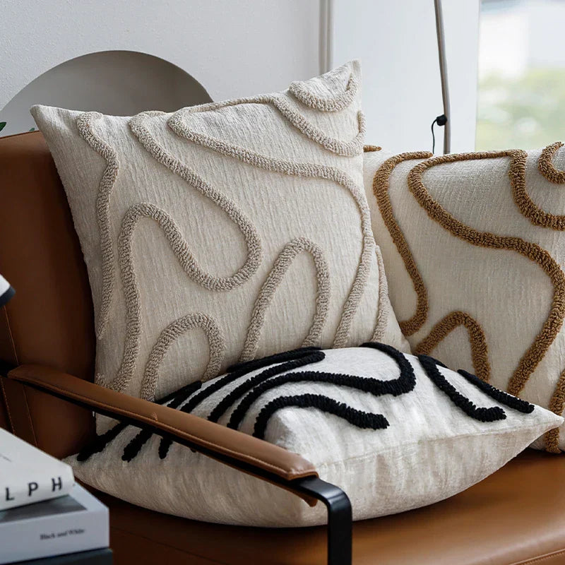 Velora – Coussin Chenille Texturé et Artistique
