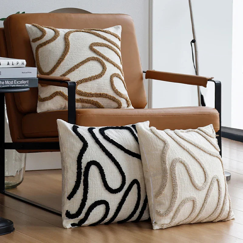 Velora – Coussin Chenille Texturé et Artistique