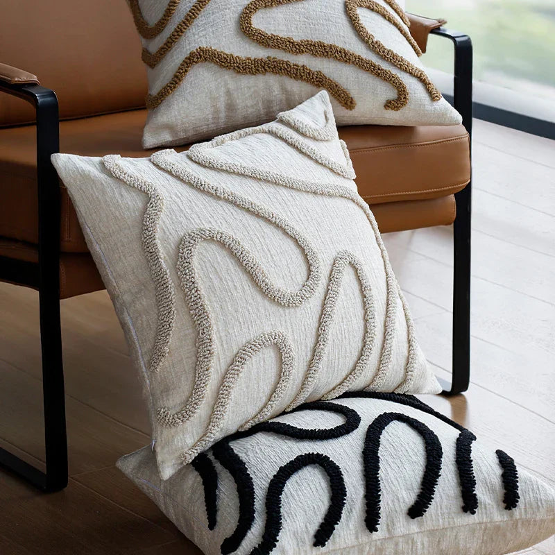 Velora – Coussin Chenille Texturé et Artistique