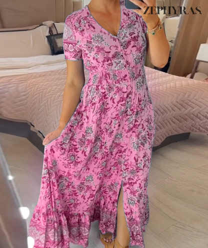 Robe d'Été Florale pour Femmes en Tissu Léger - Aurelles