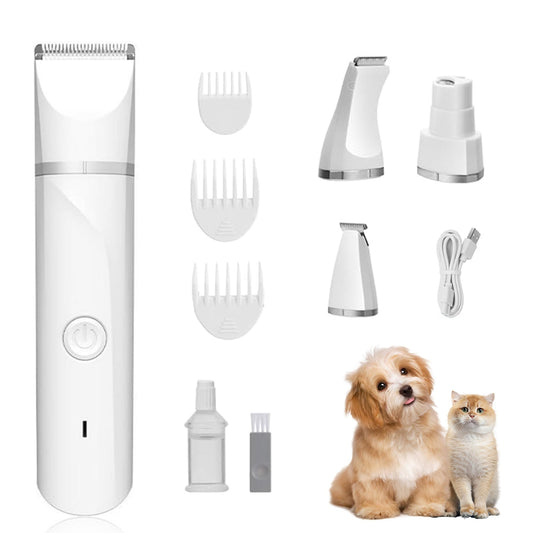 Tondeuse silencieuse sans fil pour chien et chat – Kit toilettage 4-en-1
