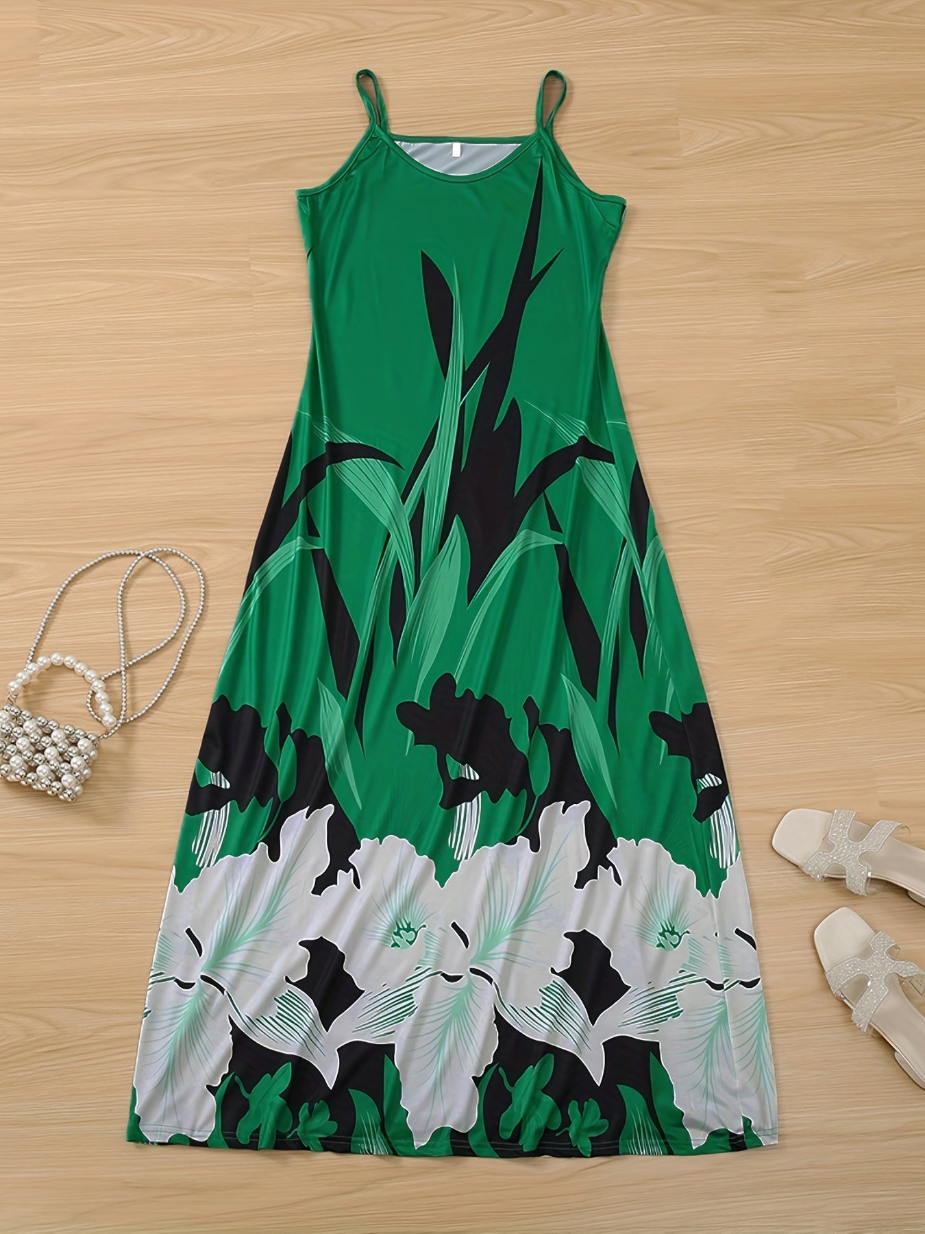 Robe à Bretelles Spaghetti Imprimée Fleurs pour Femmes - À Porter Toute l'Année - Aurelles