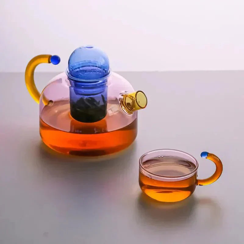 Velora – Bouilloire en Verre Borosilicate avec Tasses Assorties