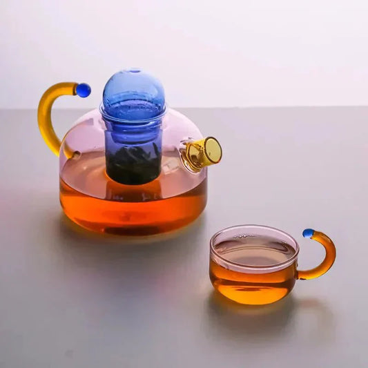 Velora – Bouilloire en Verre Borosilicate avec Tasses Assorties