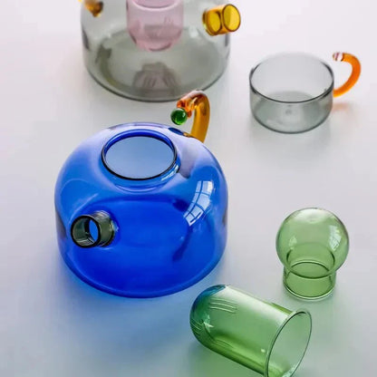 Velora – Bouilloire en Verre Borosilicate avec Tasses Assorties