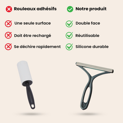 Rouleau anti-poils pour animaux double face réutilisable