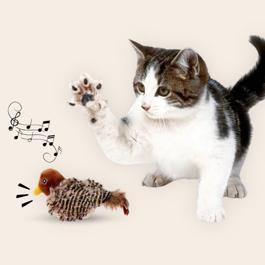 Oiseau Jouet Interactif pour Chat avec Sons Réalistes - Petit Moineau